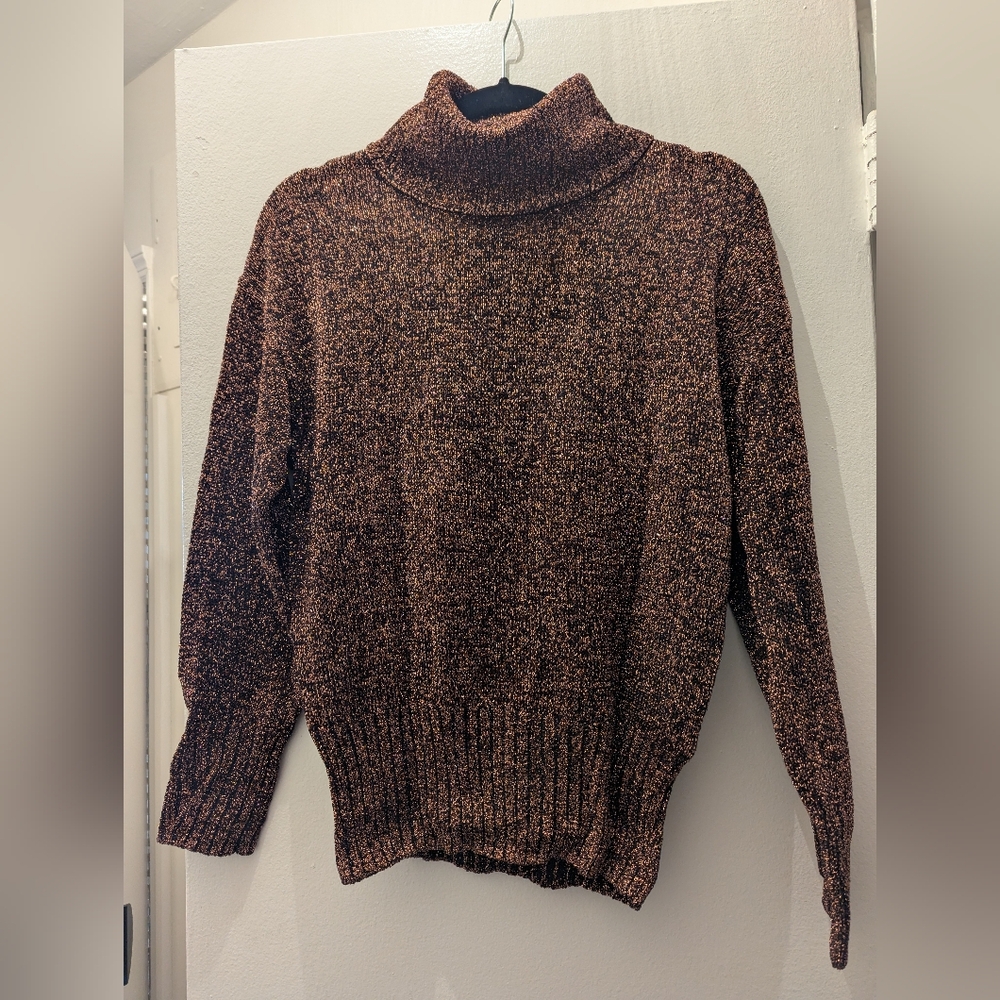 & Other Stories Metallic Copper Turtleneck Sweater Size S